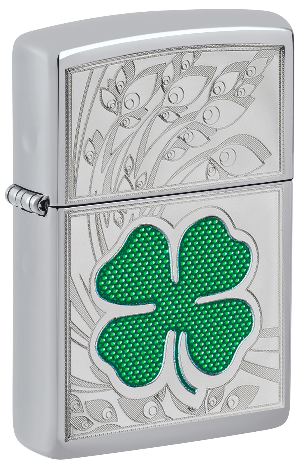 Zippo Clover High Polish Chrome Design High Polish Chrome Windproof Pocket Li…