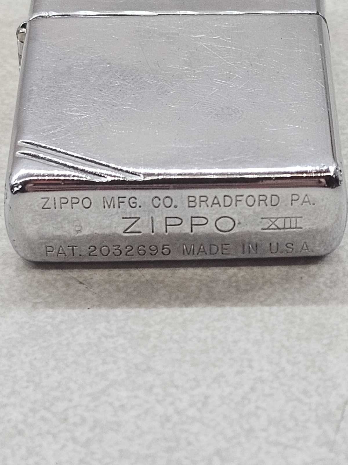 1997 Zippo Lighter XIII 1937 Replica Brushed Chrome Corner Slashes