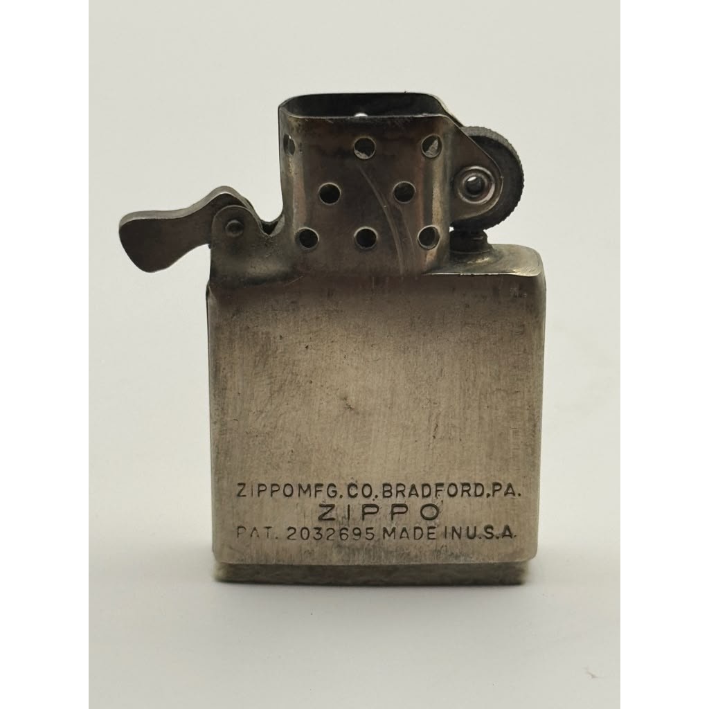 1946-49 Zippo Chrome Windproof Lighter 3 Barrel Hinge Patent 2032695 Vintage USA