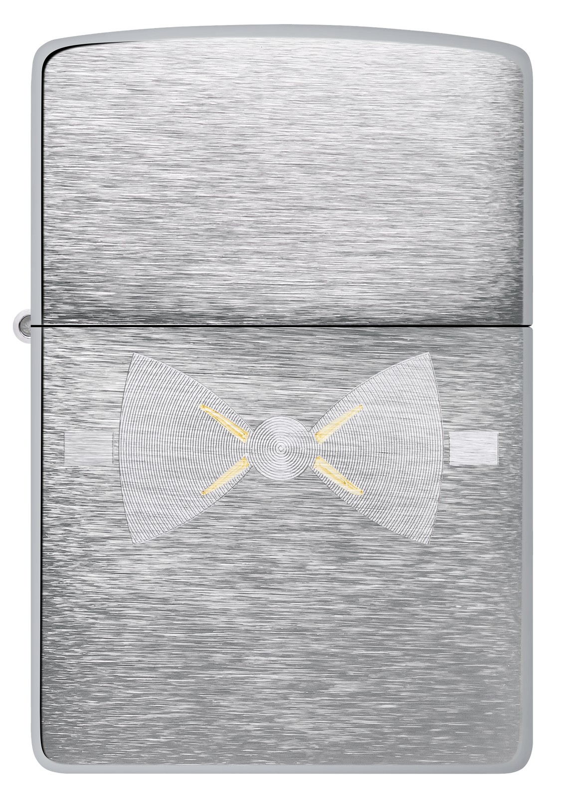 Zippo Gold Bowtie Brushed Chrome Windproof Pocket Lighter, 200-106191