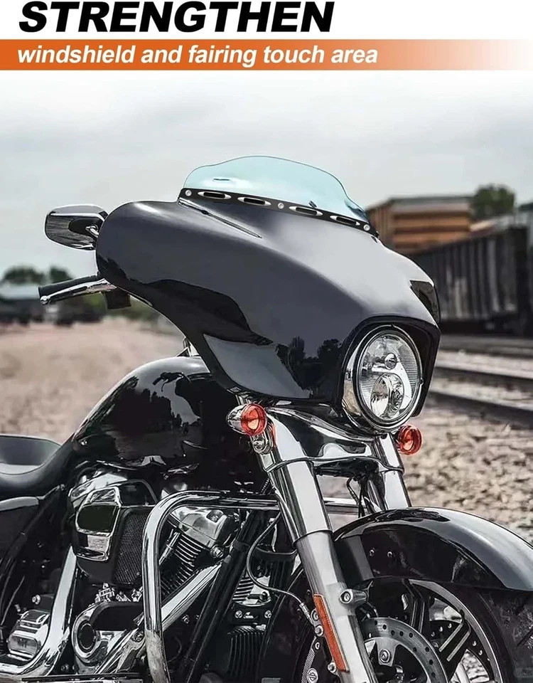 Windshield Trim Motorcycle Windscreen CNC Cut Fit for Harley 1996-2013 Black