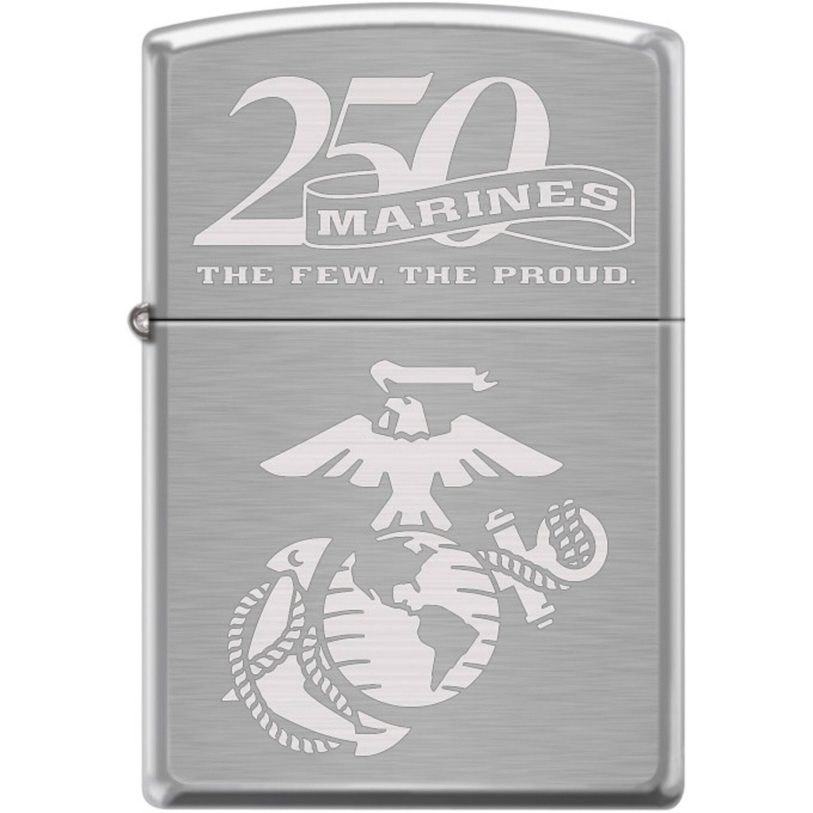Zippo Windproof Pocket Lighter USMC 250th Brushed Chrome Metal XC358