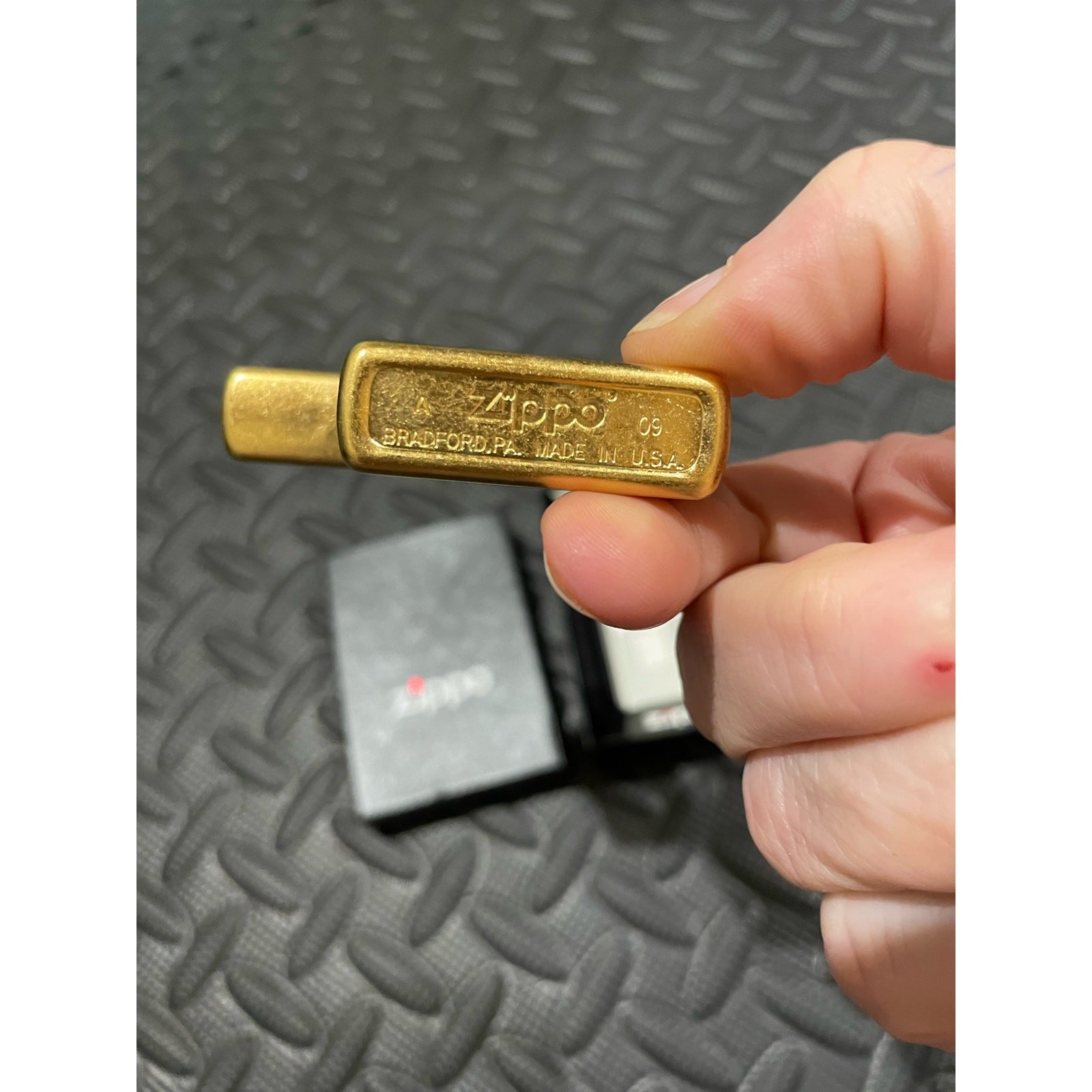 2009 Retro Flame in Gold Dust Zippo Lighter in box; Inscribed