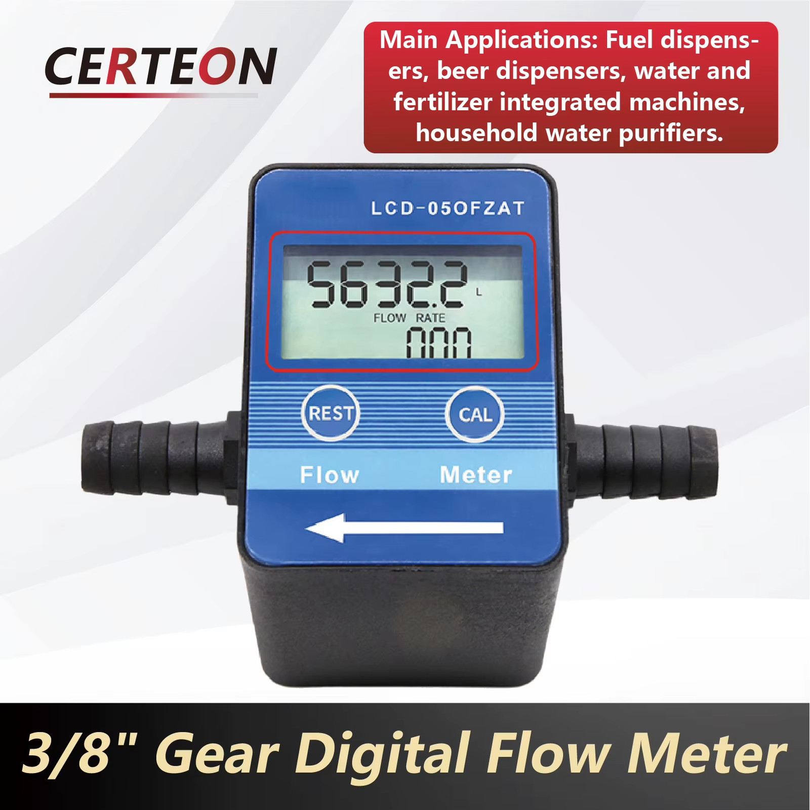 LCD-05OFZAT Gear Digital Flow Meter Positive Displacement Liquid Flow Gauge High