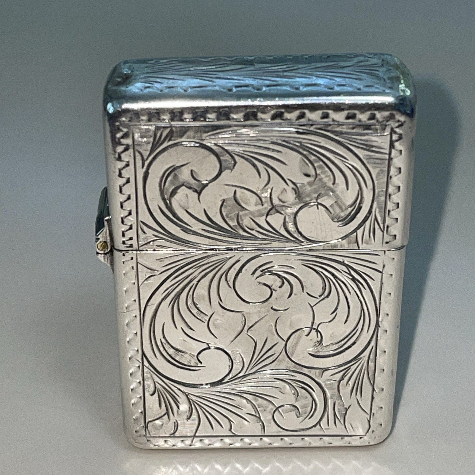 Sterling 800 Silver Edwardian Engraved Vintage Cigarette Lighter insert Zippo