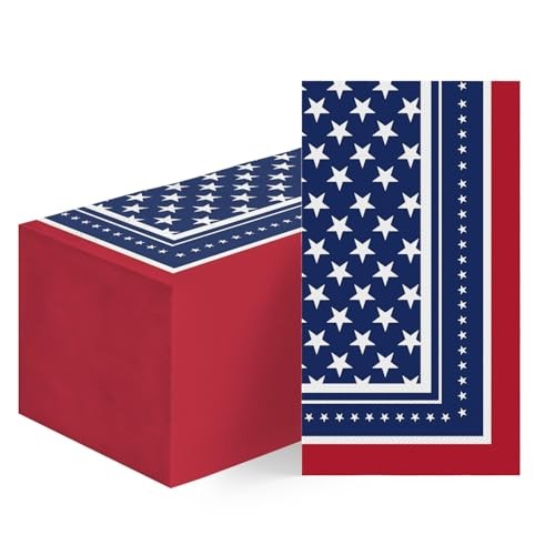 50 Patriotic 4th of July Disposable Paper Decorative 50pc ; 4.3 X 7.9 inches