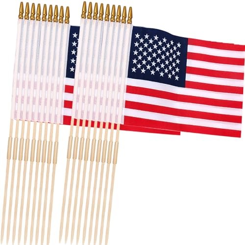 24 Pcs 12×18 Inch American Flags on Stick, American Flags, USA Stick Pack of 24