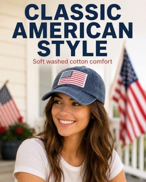 2-Pack USA Flag Hats for Men Baseball American Flag Hats for Men USA Nany+nany