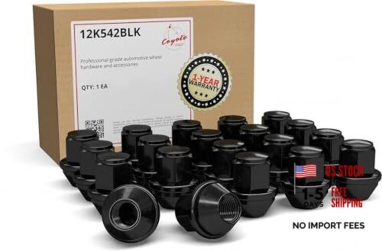 20 Pcs Thread OEM Style Lug Nuts 1.45″ Long 13/16″ 1/2″-20 Black Factory Style