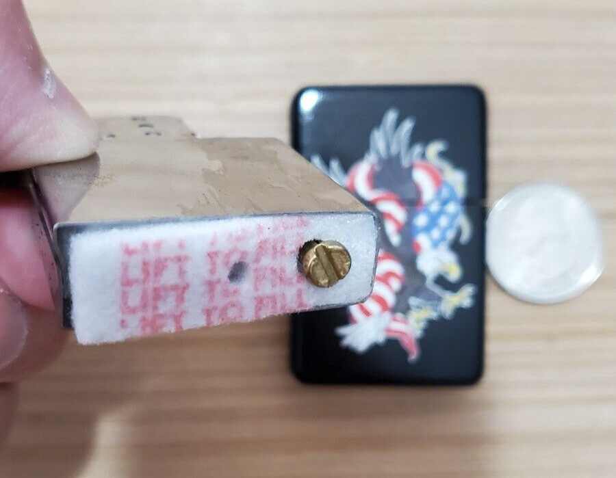 American Flag & Eagle Steel Oil Lighter (Pure Black)