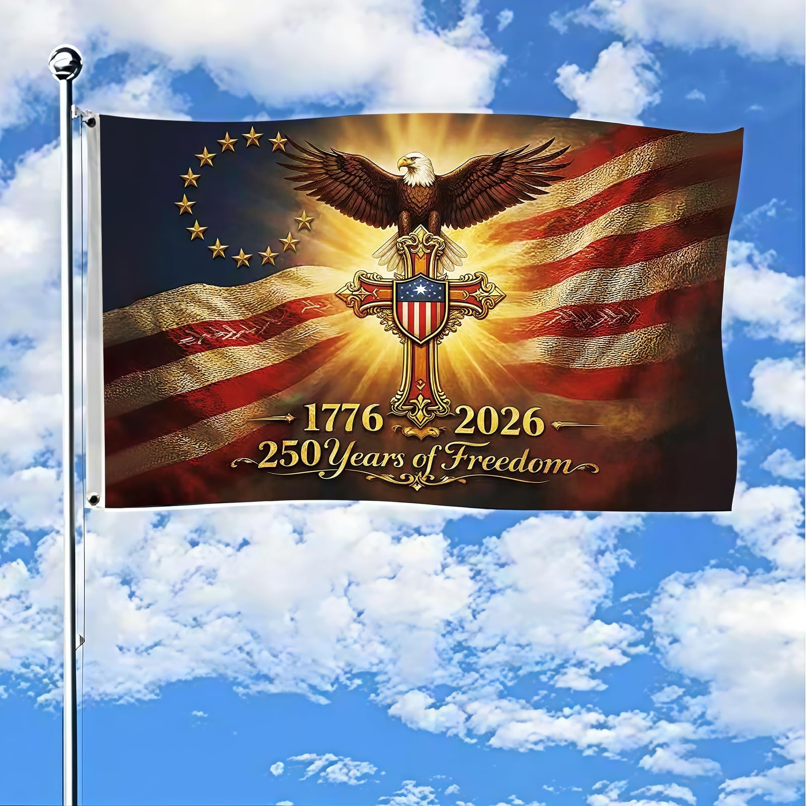 250 Anniversary USA Flag Patriotic 250th Anniversary Flag 3×5 Ft Double Sided…