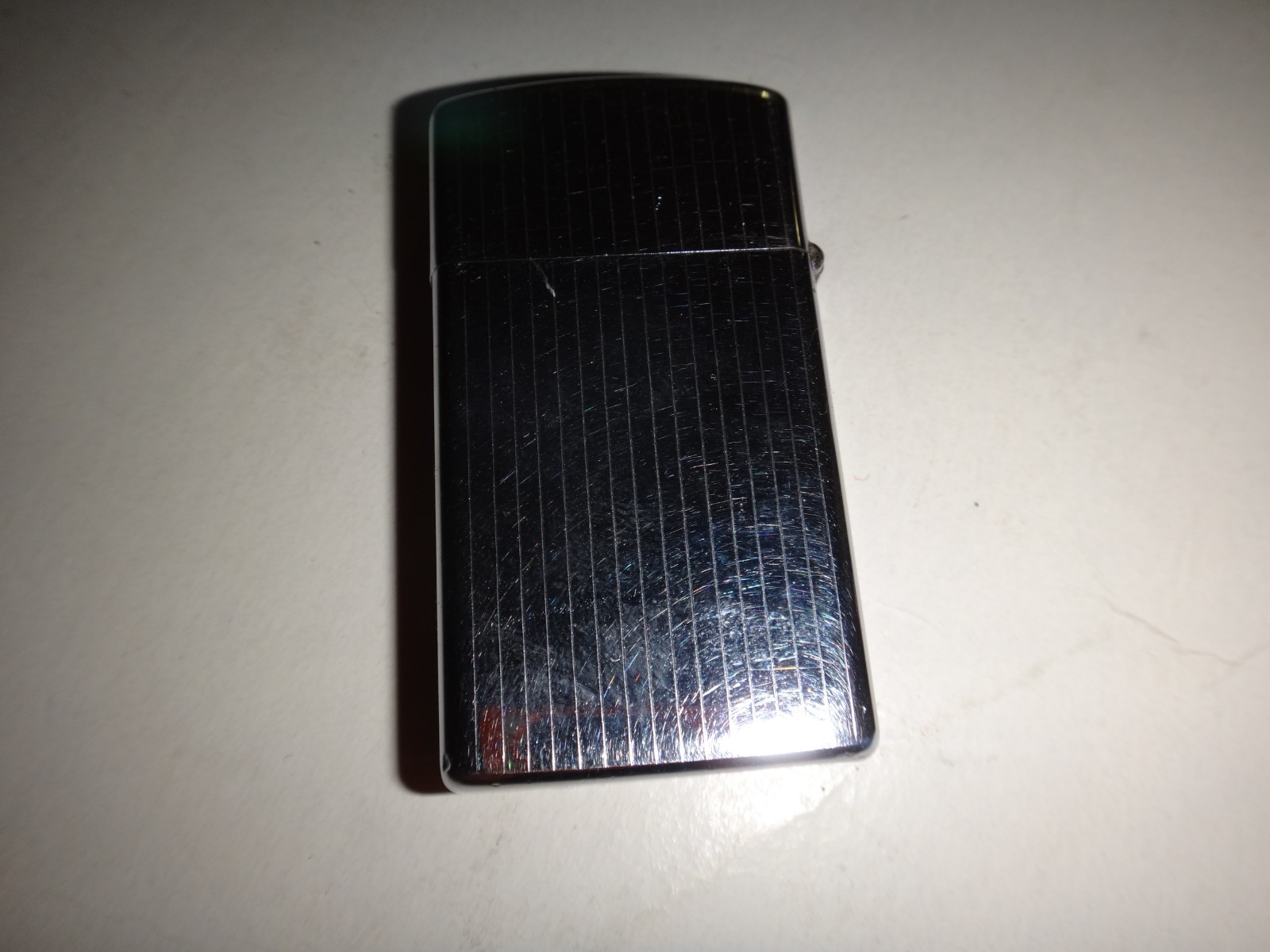 Vintage Year 1972 Zippo Slim Lighter with LUCK and 4 DICES Sticker