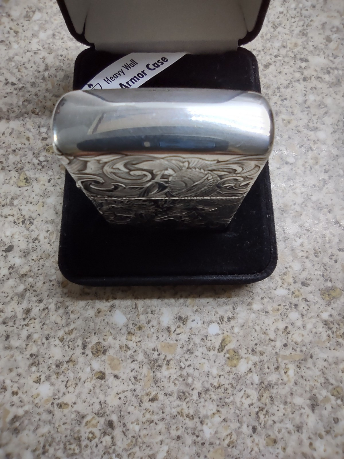 Zippo – Solid Sterling Silver – Armoured Case Unique Dragon Carved New & Unused