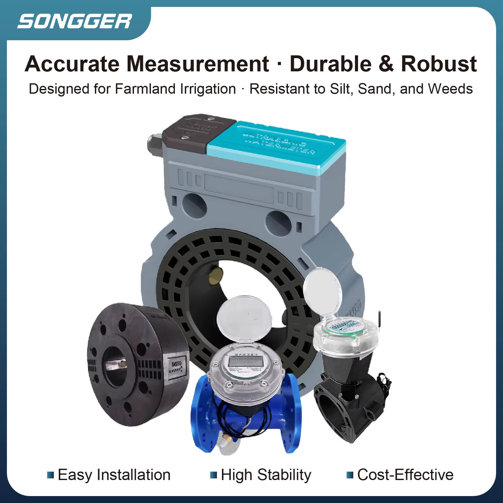 Ultrasonic Water Meter Smart IP68 Waterproof Remote Monitoring Flow Sensor Agric