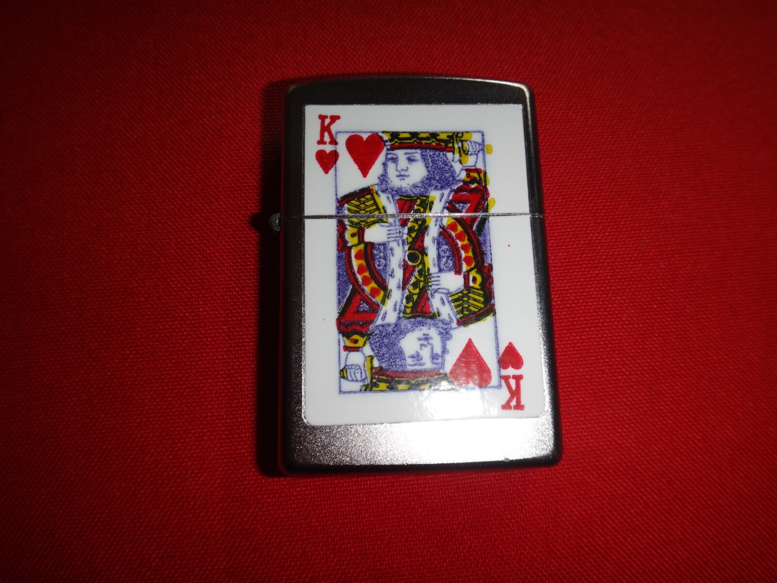 Year 2021 Satin Chrome Zippo Lighter with KING OF HEART Decal Sticker