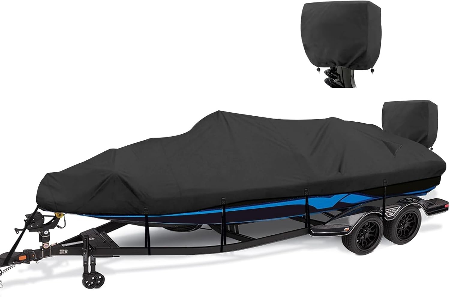 Boat Cover Waterproof 1200D Fits 14 -16 L x 68 Beam Black YimSting Heavy Duty
