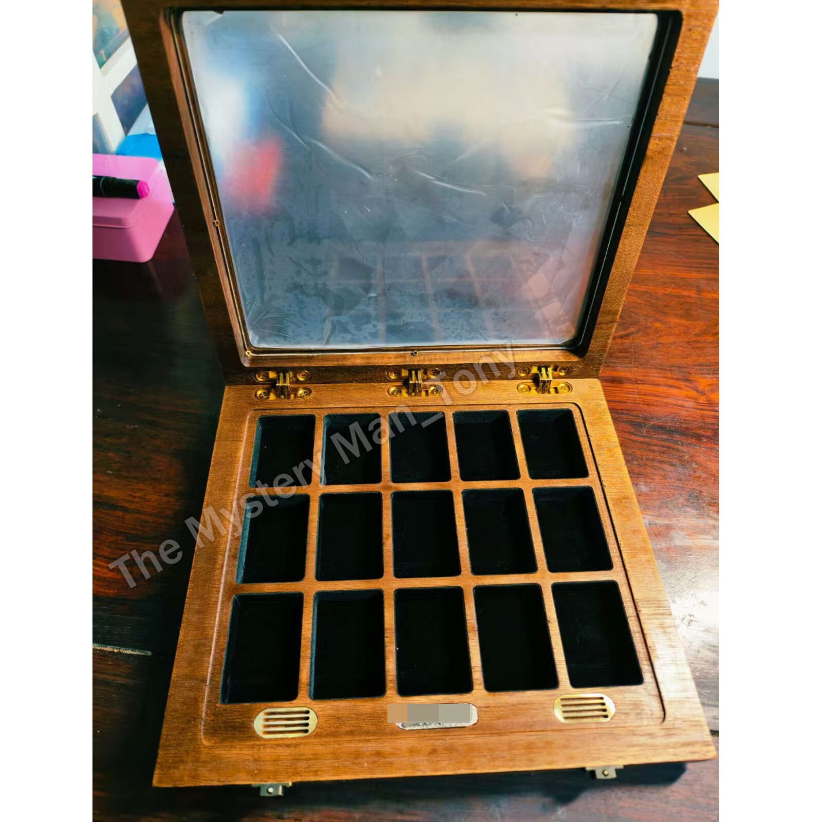 15 Slot Black Walnut Lighters Collection Display Case – for Zippo Lighters