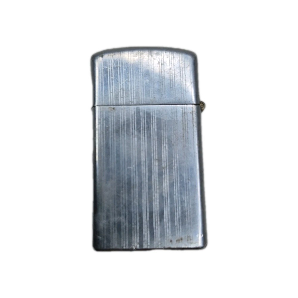 Vintage 1972 Slim Zippo Etched Striped Stripes Pinstripe * No Mono Needs Flint