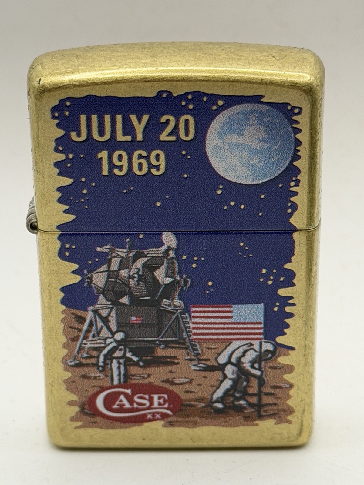 2026 Case XX Cutlery Moon Landing Street Brass Zippo Lighter New 48267