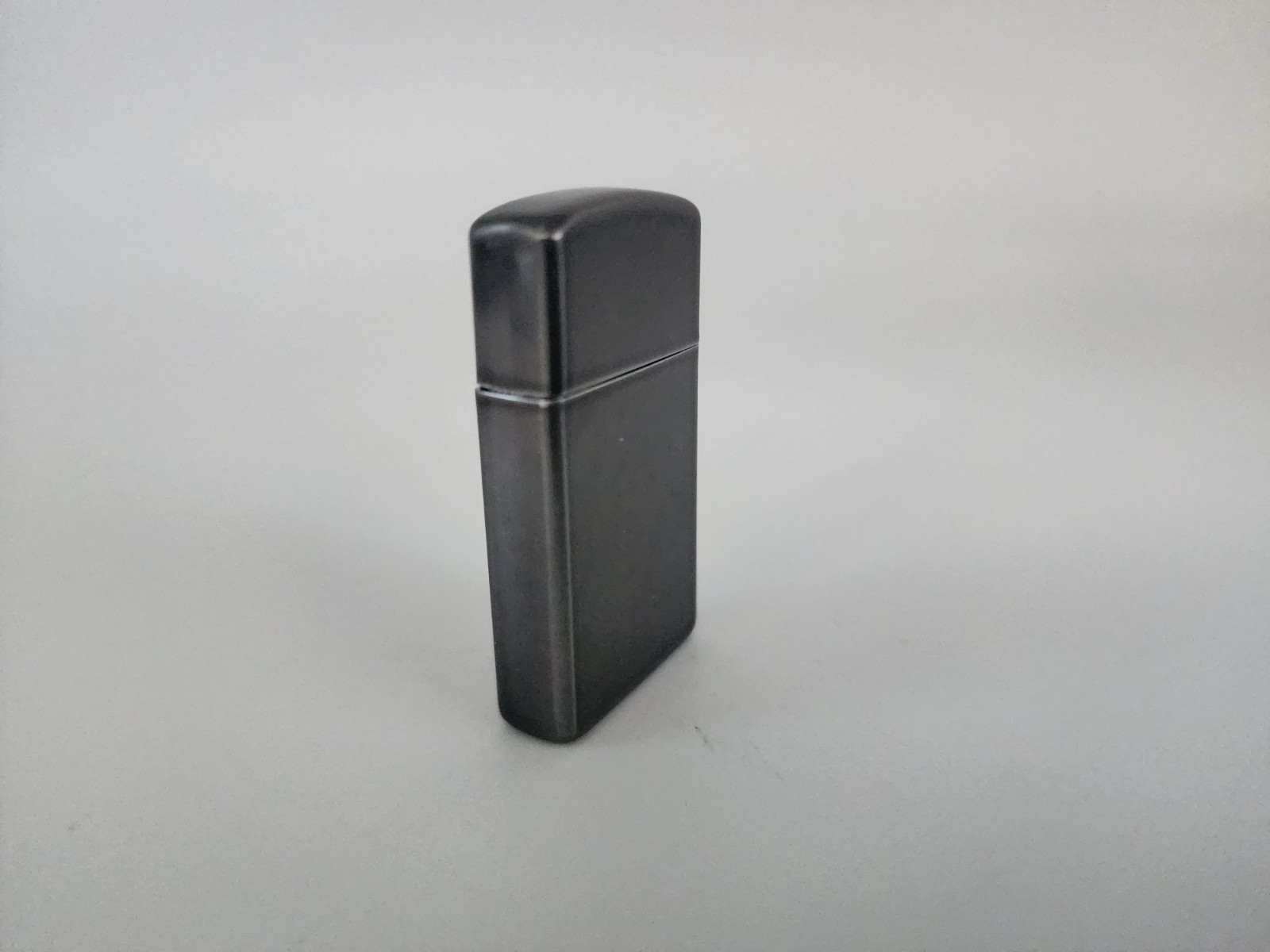 Vintage 1997 Zippo Slim Metallic Gray Fliptop Lighter Working