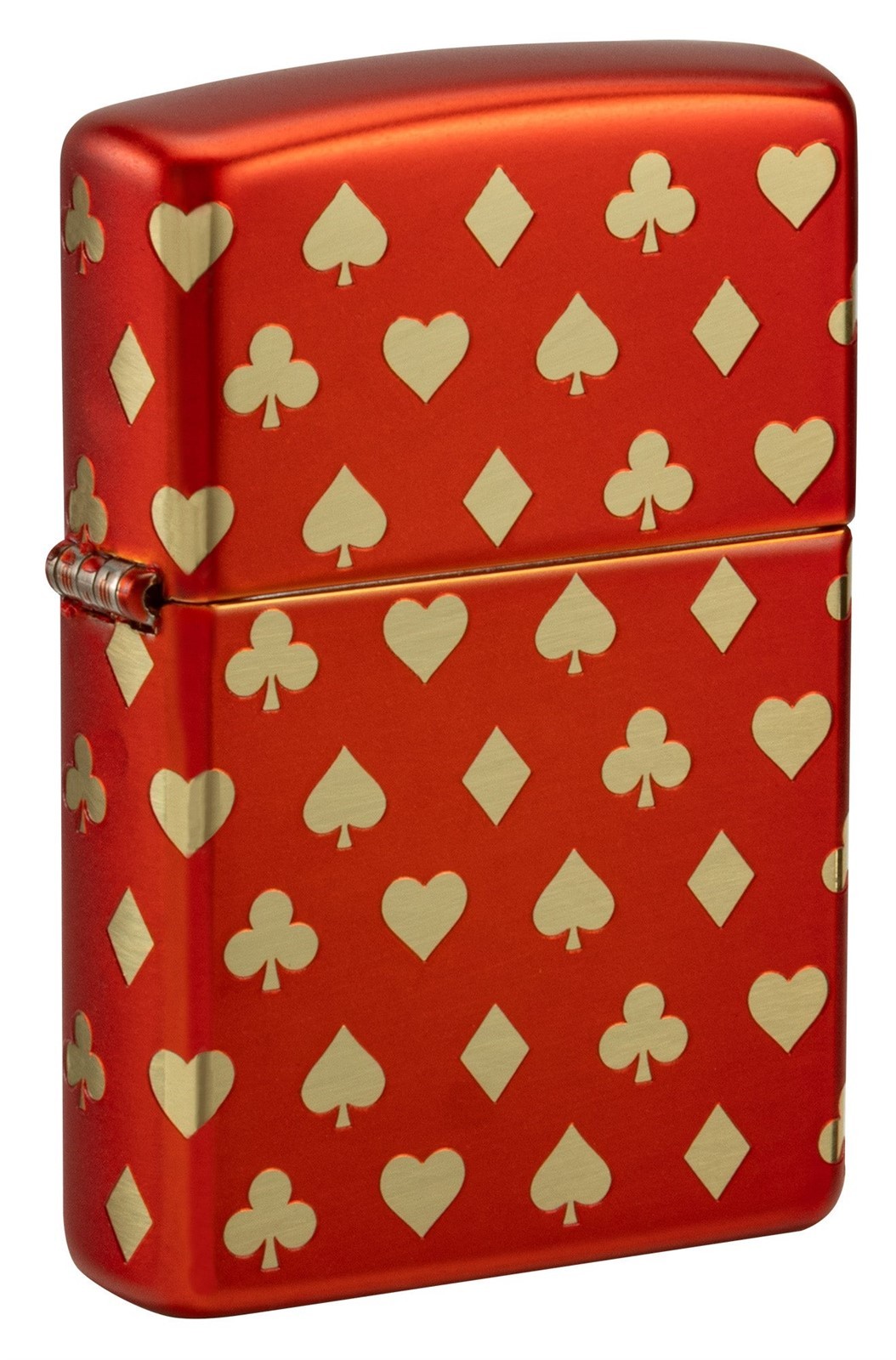 Zippo Lighter: Card Suits, 360 Laser Engraved – Metallic Red 81708
