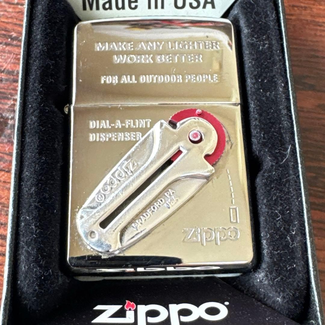 Vintage Zippo 2005 Dial-A-Flint Dispenser Metal Paste Oil Lighter with Box