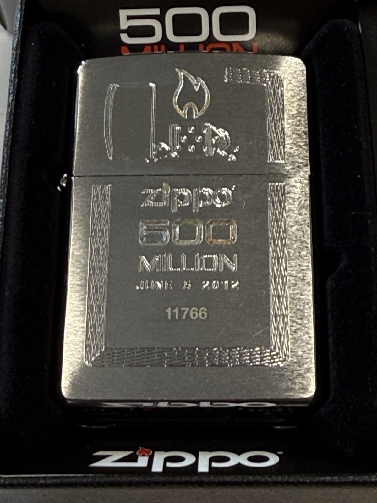 ZIPPO 2012 500 MILLION LIMITED EDITION BRUSHED CHROME LIGHTER SEALED IN BOX #648