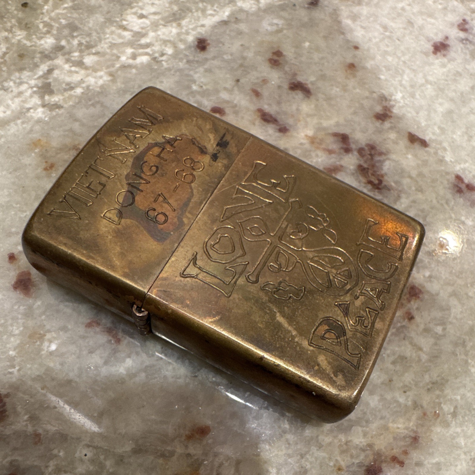 Vintage Zippo Lighter Vietnam War DONGHA 67-68 Love & Peace Military Theme
