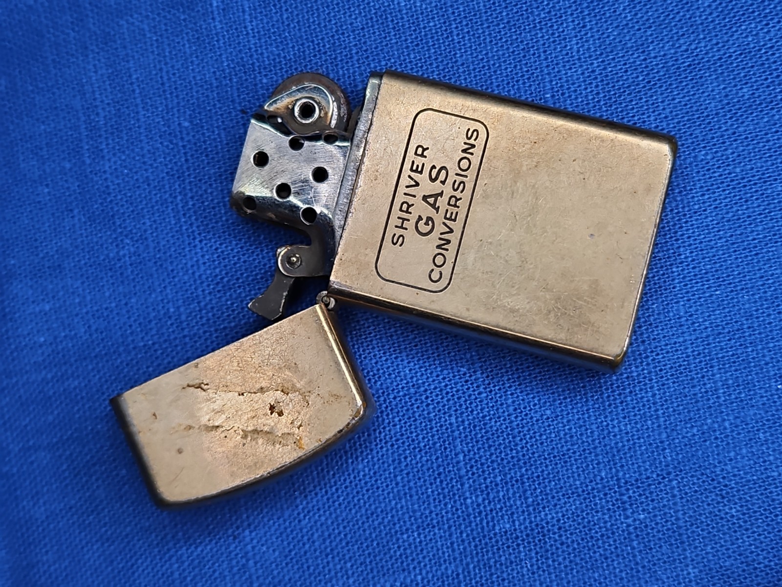 Vintage 10k Gold Filled Zippo Lighter SHRIVER GAS CONVERSIONS 1957/1950s Slim