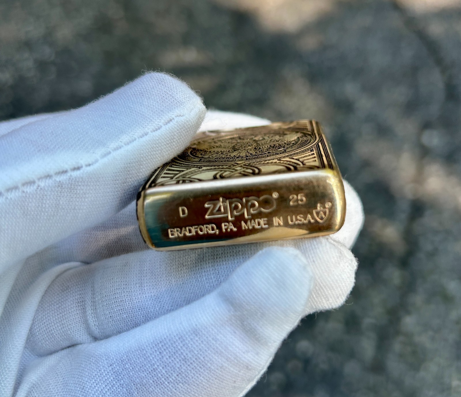 Custom Brass Armor Zippo Lighter | Norse Engraving Odin’s Raven & Mjöllnir |