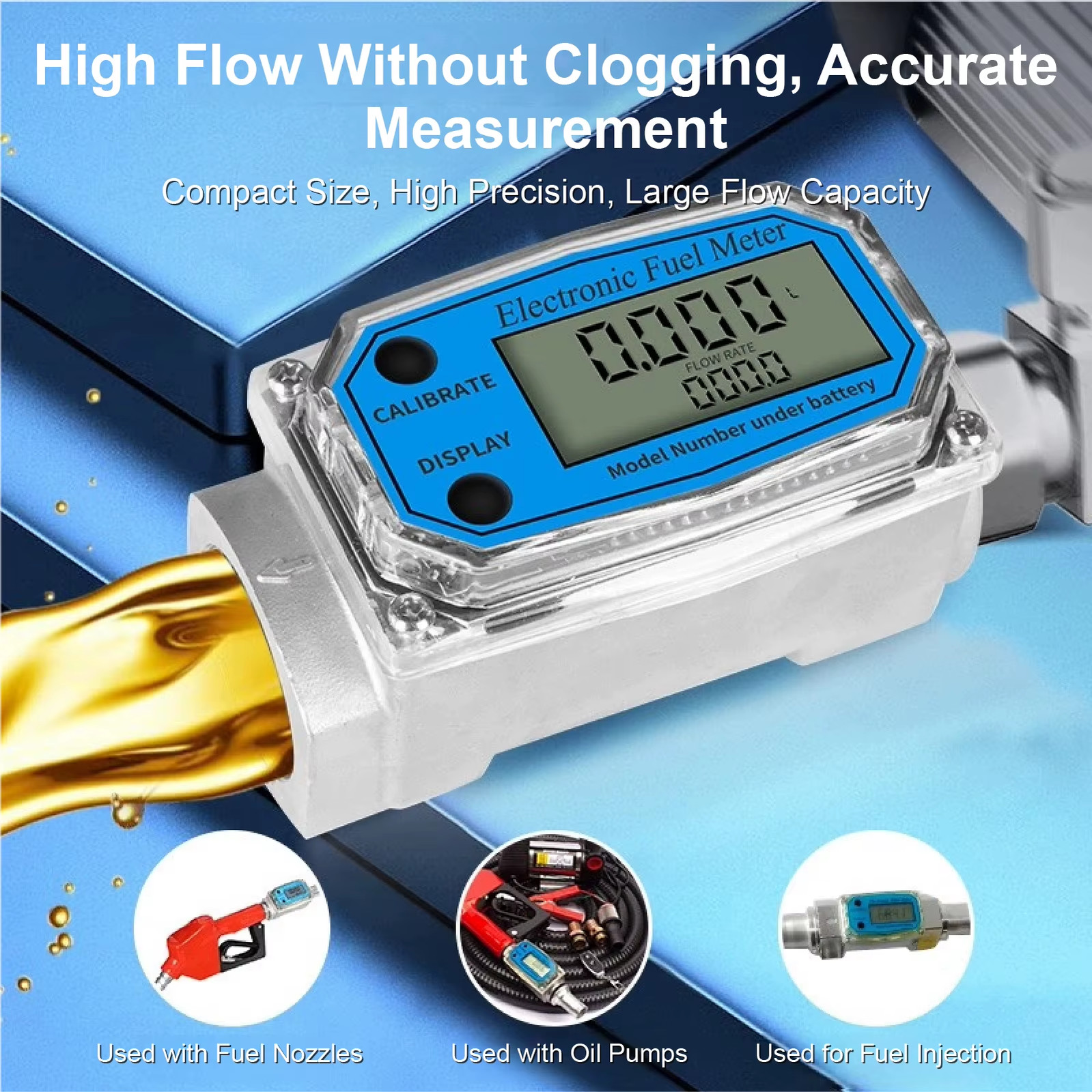 Electronic Turbine Fuel Flow Meter G3/4 G1 G1.5 G2 Inch Diesel Petrol Water Digi