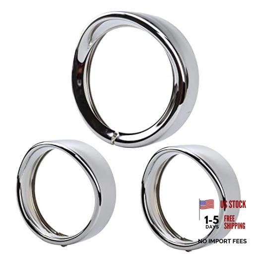 7 Inch Harley Chrome Visor Style Headlamp Trim Rings, 4.5 Inch 7inch+4.5inch