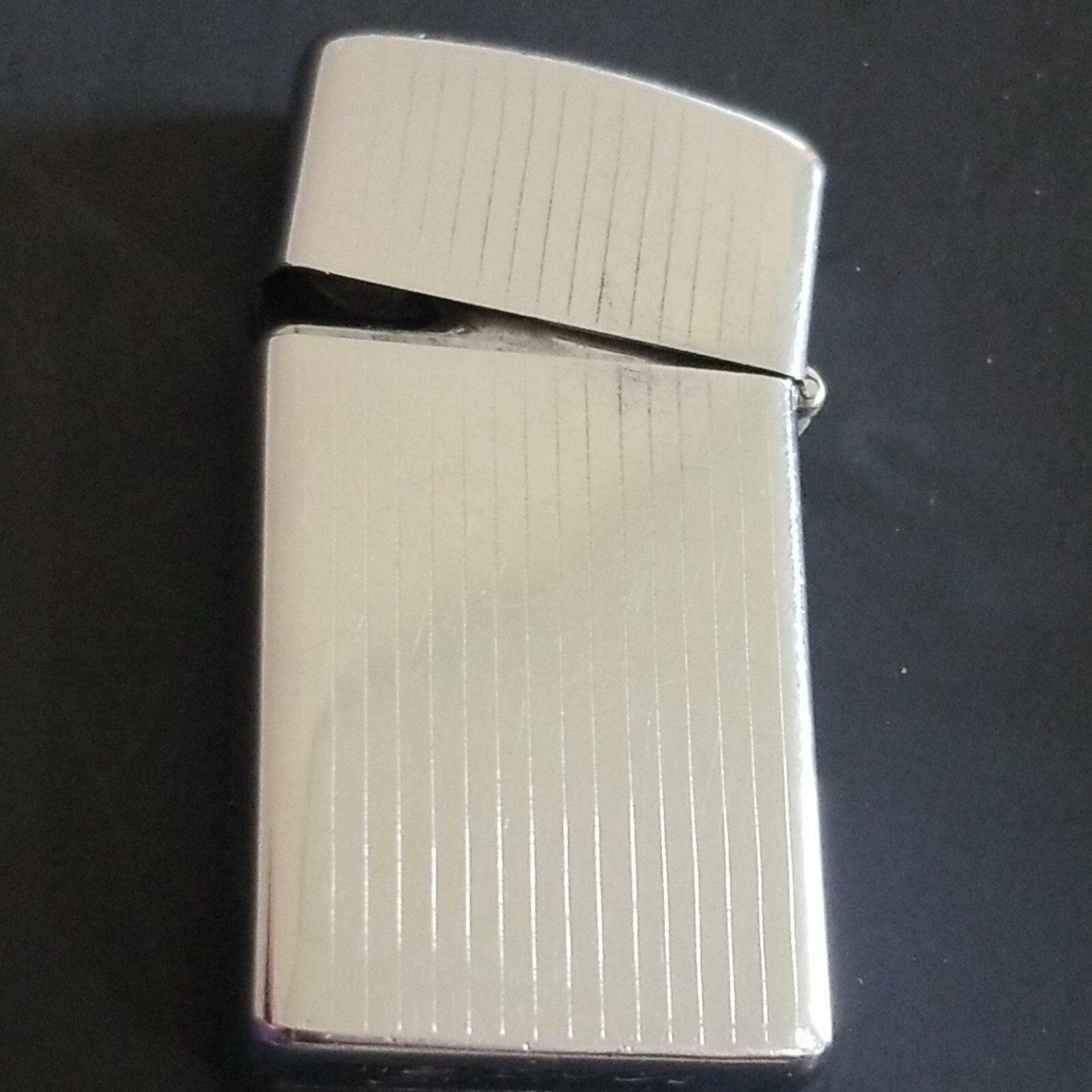 1971 Slim Pin Stripe Arabic Zippo Cigarette Lighter & Insert USA VTG II I Chrome