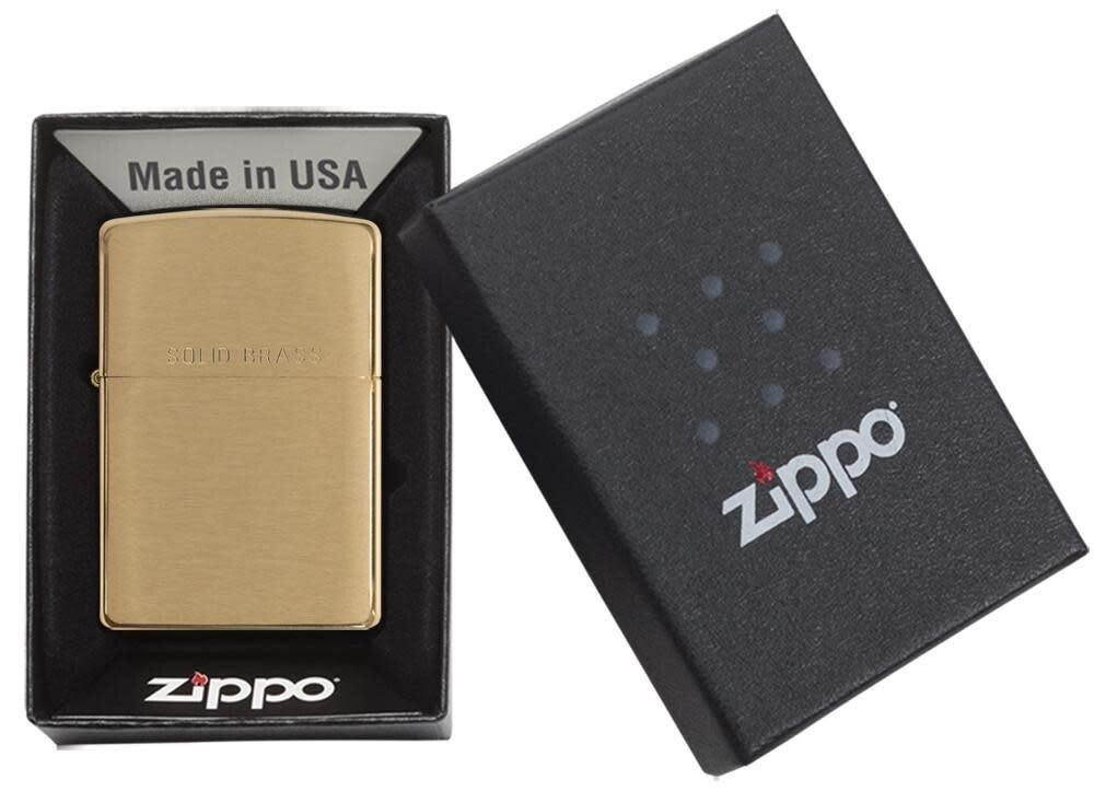 Zippo 204, Classic Brushed Solid Brass Finish Lighter, (PL) Pipe Insert