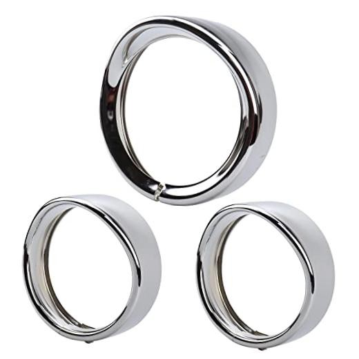 7 Inch Harley Chrome Visor Style Headlamp Trim Rings, 4.5 Inch 7inch+4.5inch