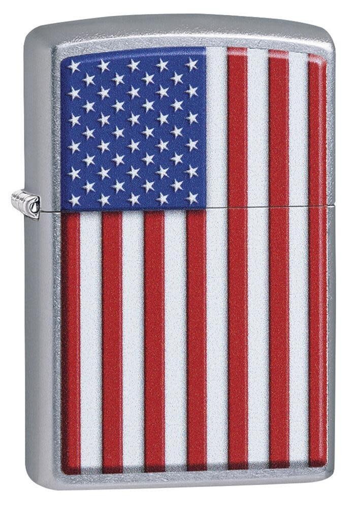 Zippo 29722, United States Flag, Patriotic Design, Street Chrome Lighter