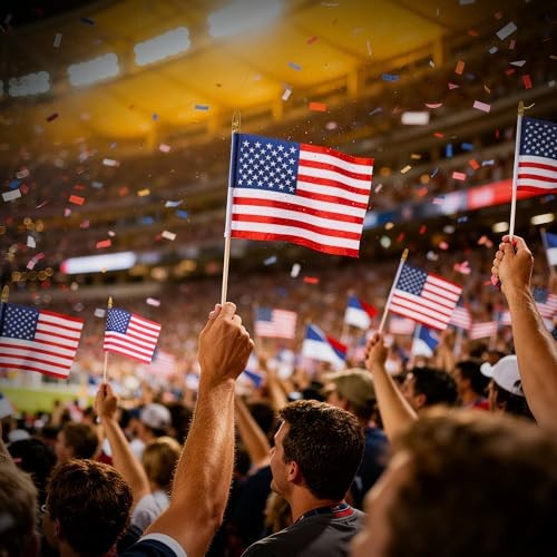 HOOSUN 12 Pcs Small American Flags On Stick,4th of July Decorations Small USA