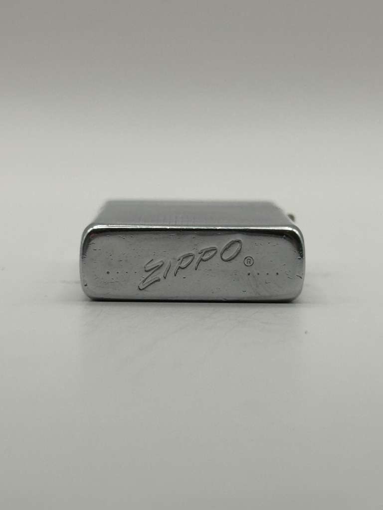 Vintage 1957 Zippo Slim Chrome Fleur De Lis Etched Pocket Lighter Pat Pending US