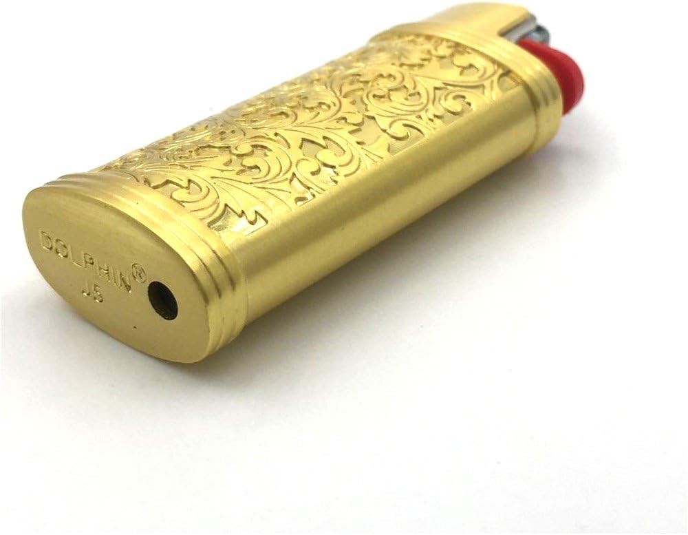 Gold Color Vintage Metal Lighter Case Cover Holder for Mini BIC Lighter J5
