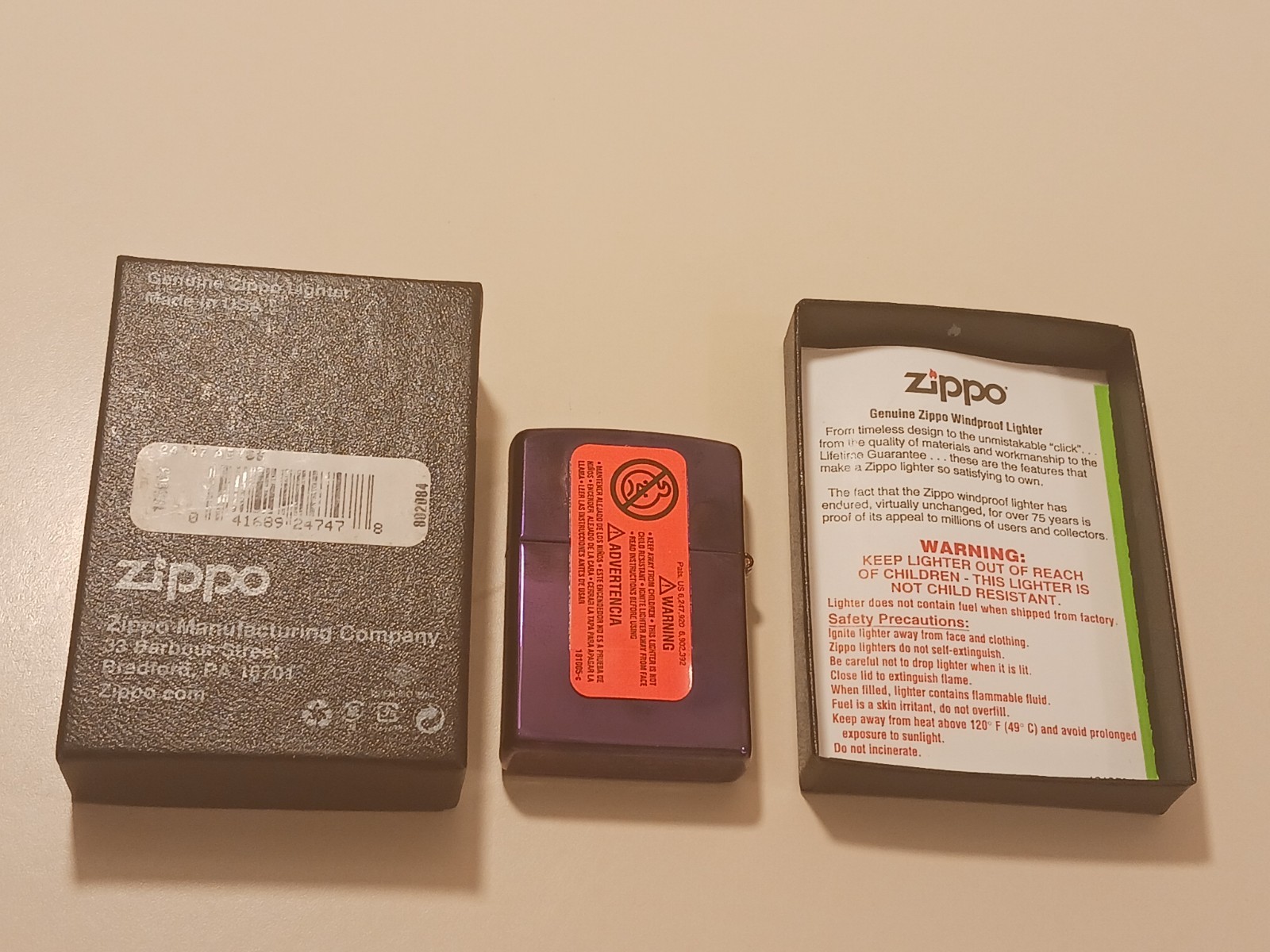 NEW Zippo High Polish Purple Abyss Lighter Classic Windproof Made in USA 24747ZL