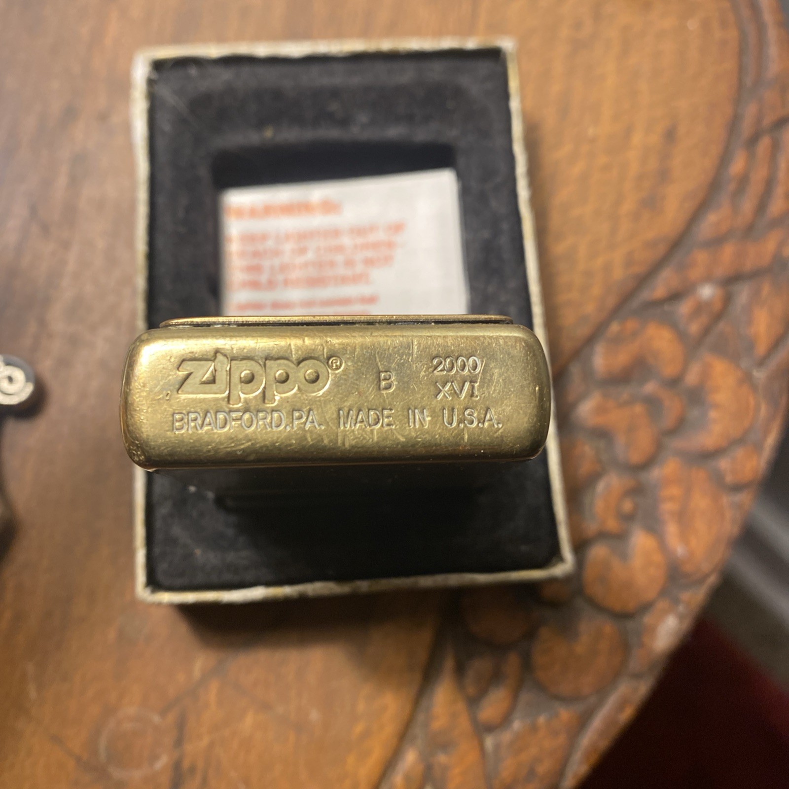 Zippo Lighter Native American Armory Emblem Gold Color Collectable Design