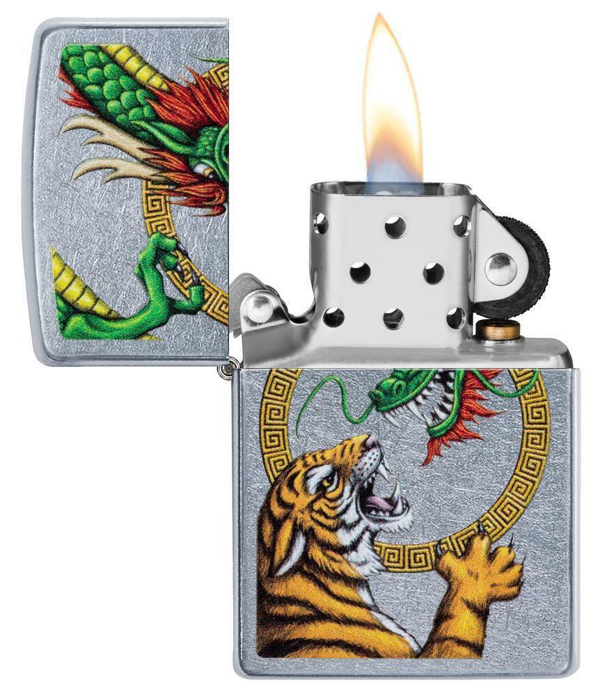 Zippo Windproof Tiger Fighting Chinese Dragon Lighter, 29837, New In Box