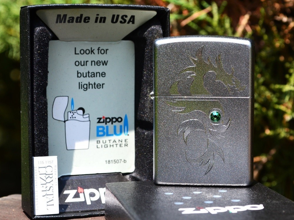 Zippo Lighter – Engraved Dragon – European – Swarovski Crystal – # 1.420.057