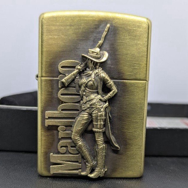 Zippo Marlboro Cowgirl Solid Brass Lighter [Very Good / No Box / ’14]