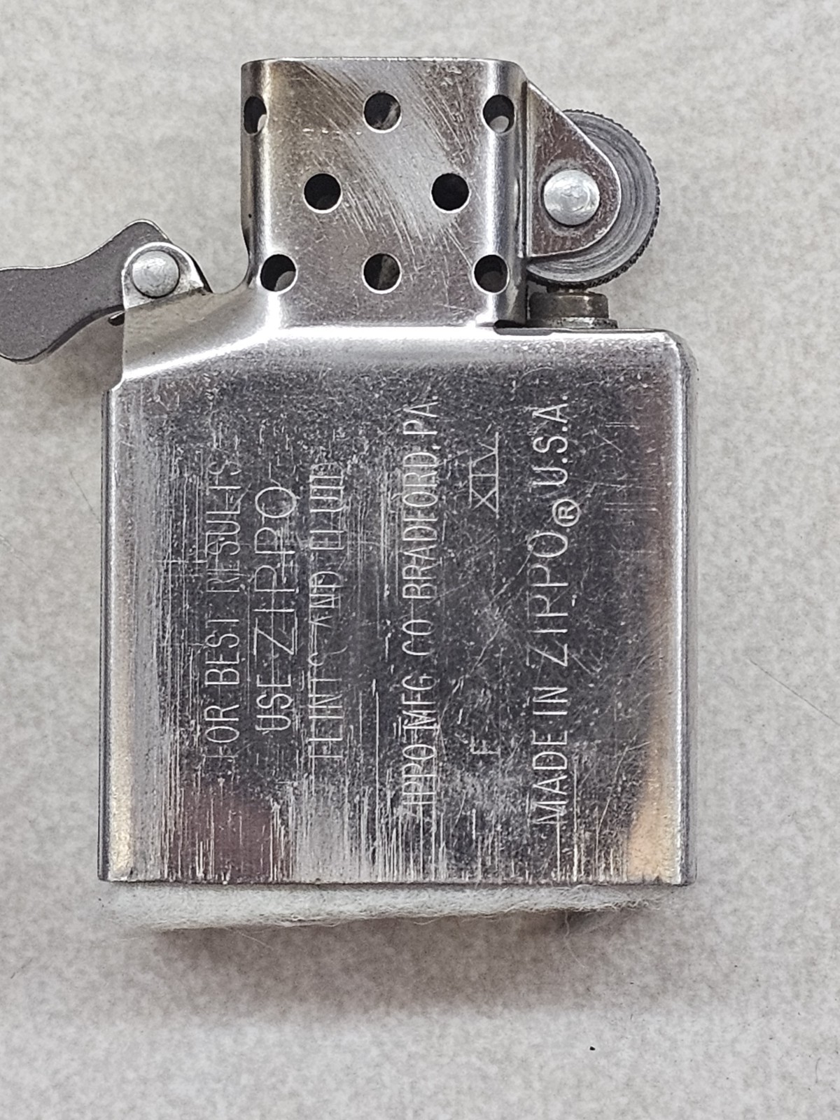 1997 Zippo Lighter XIII 1937 Replica Brushed Chrome Corner Slashes