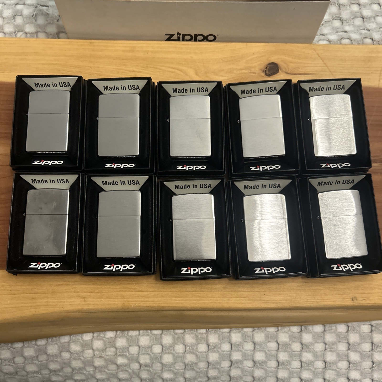 10 Unlit 2016 Zippo Lighters In Zippo Manufacturing Company Shipping Container