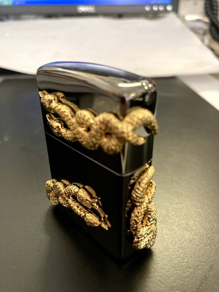 Zippo 4 Side Metal Gold Snake GD USA Rare Dead Made in 2008