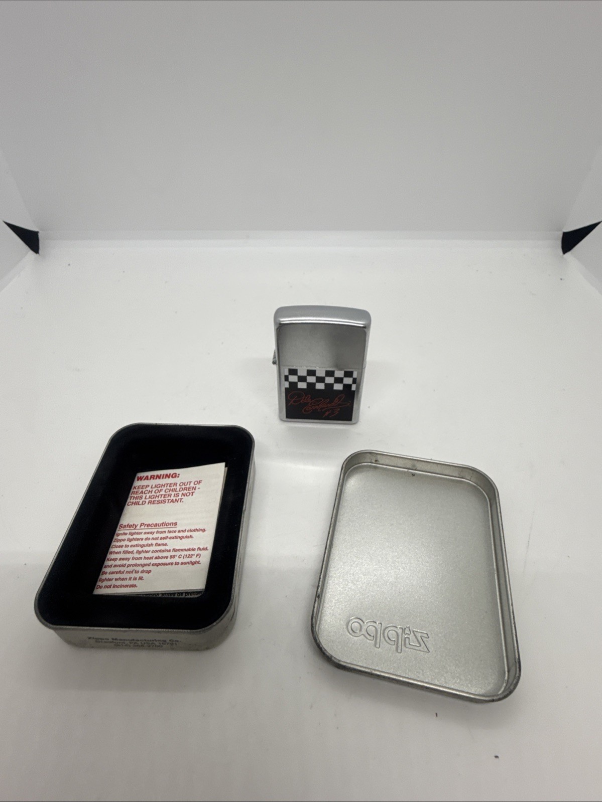 Vintage Dale Earnhardt Polished Chrome Zippo Unfired New – The Intimidator –