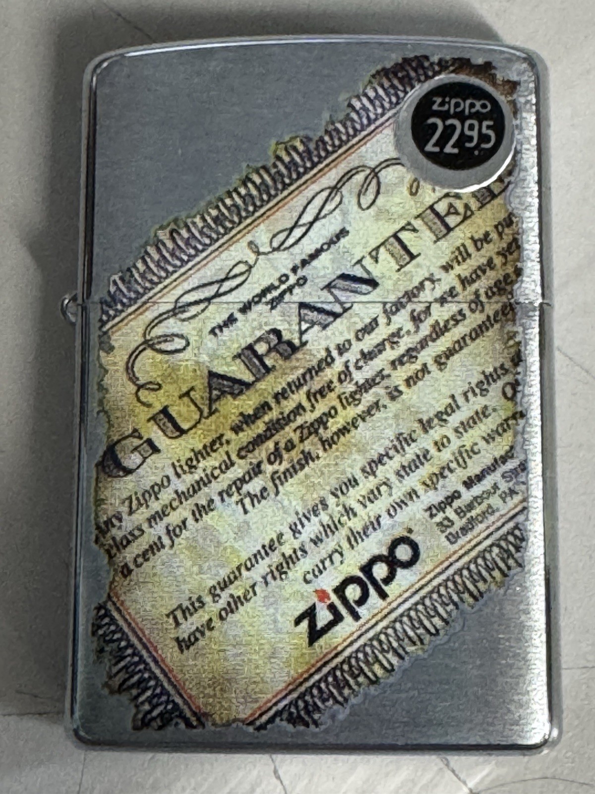ZIPPO 2007 LIFETIME GUARANTEE DESIGN BRUSHED CHROME LIGHTER SEALED IN BOX G64