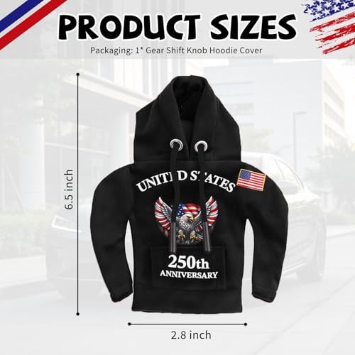 USA 250th Anniversary Gear Shift Cover – 4th of July Decorations Funny Car Black